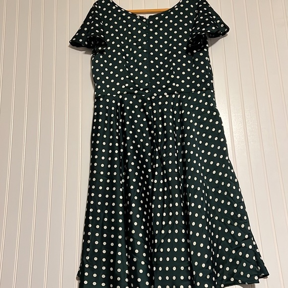 Unique Vintage Hunter Green White Polka Dots Dress Size 3XL - Picture 7 of 7